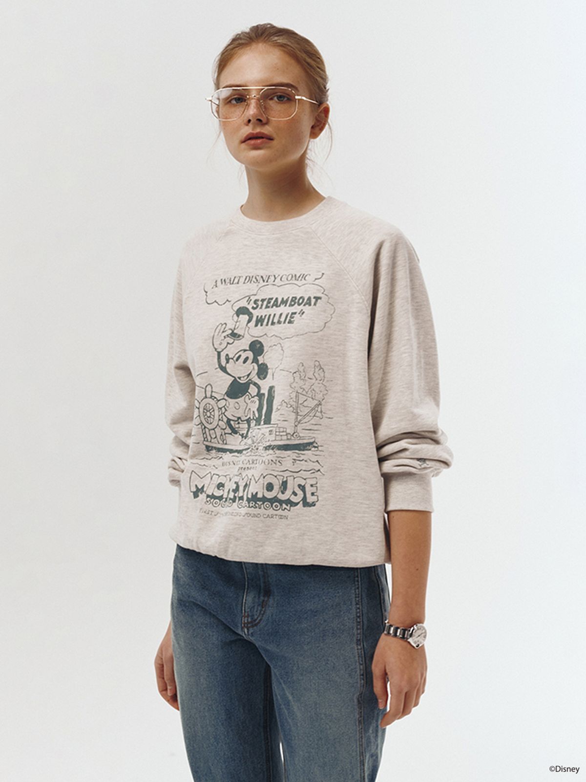 던스트(DUNST) UNISEX_DISNEY MICKEY MOUSE_SWEATSHIRT_OATMEAL MELANGE_UDTS3A157I1