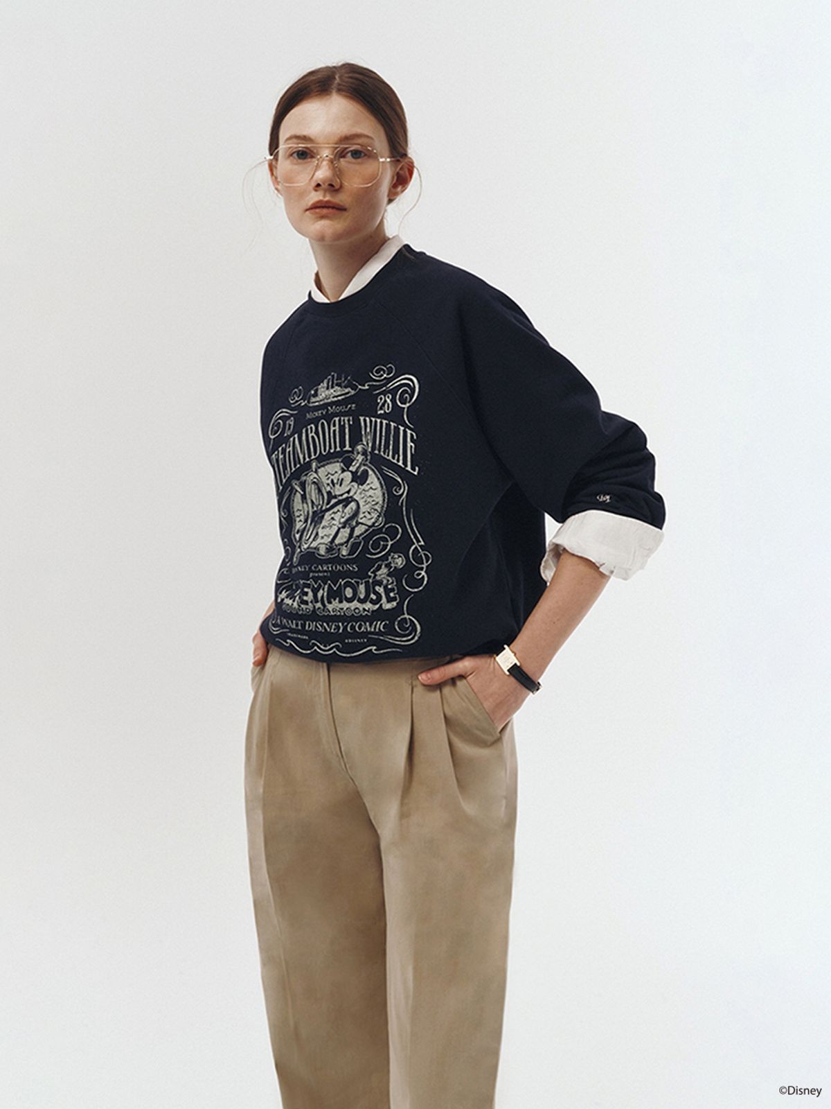 던스트(DUNST) UNISEX_DISNEY MICKEY MOUSE_SWEATSHIRT_FRENCH NAVY_UDTS3A156N1
