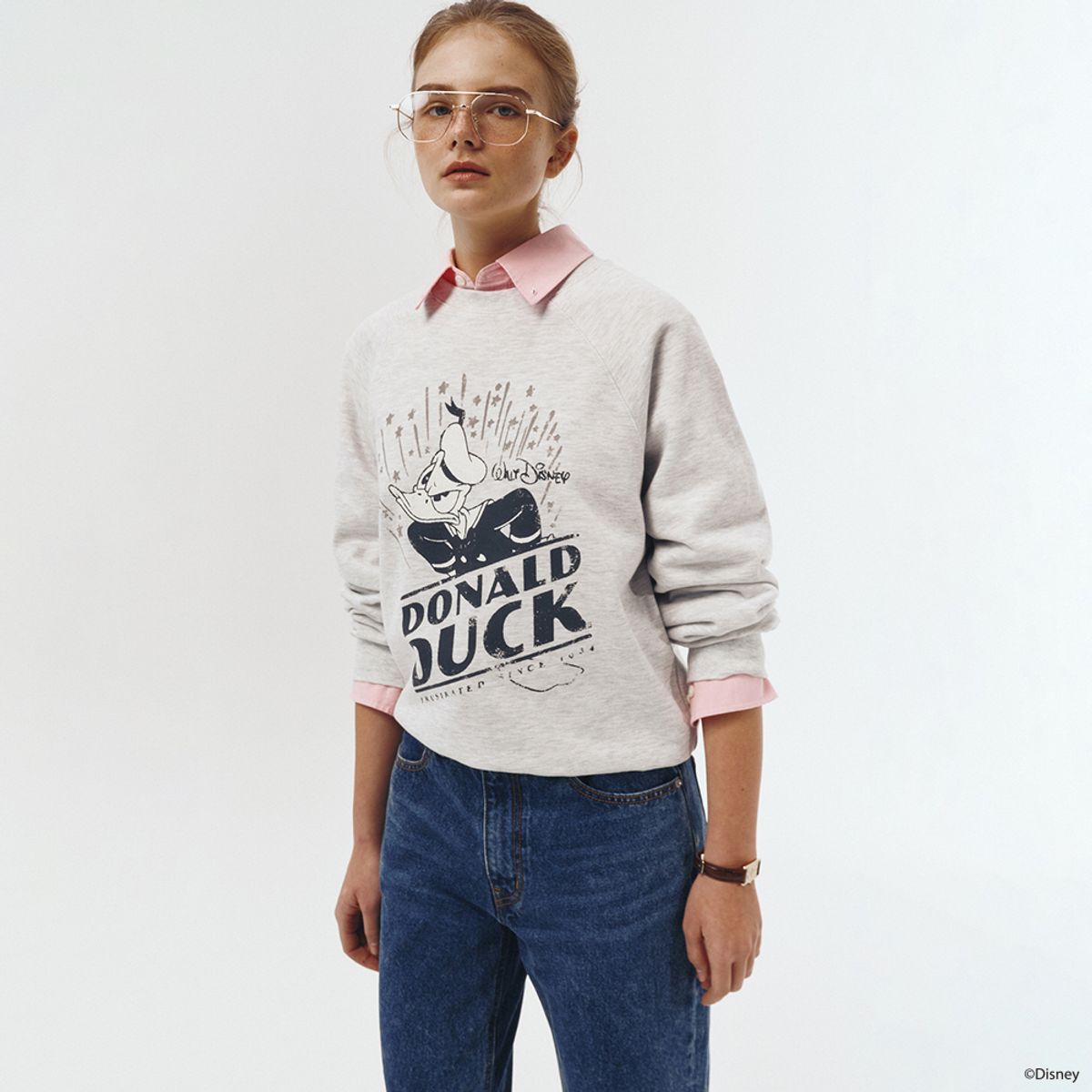 던스트(DUNST) UNISEX_DISNEY DONALD DUCK_SWEATSHIRT_LIGHT MELANGE GREY_UDTS3A154G1