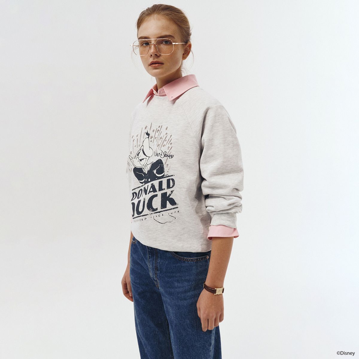던스트(DUNST) UNISEX_DISNEY DONALD DUCK_SWEATSHIRT_LIGHT MELANGE GREY_UDTS3A154G1