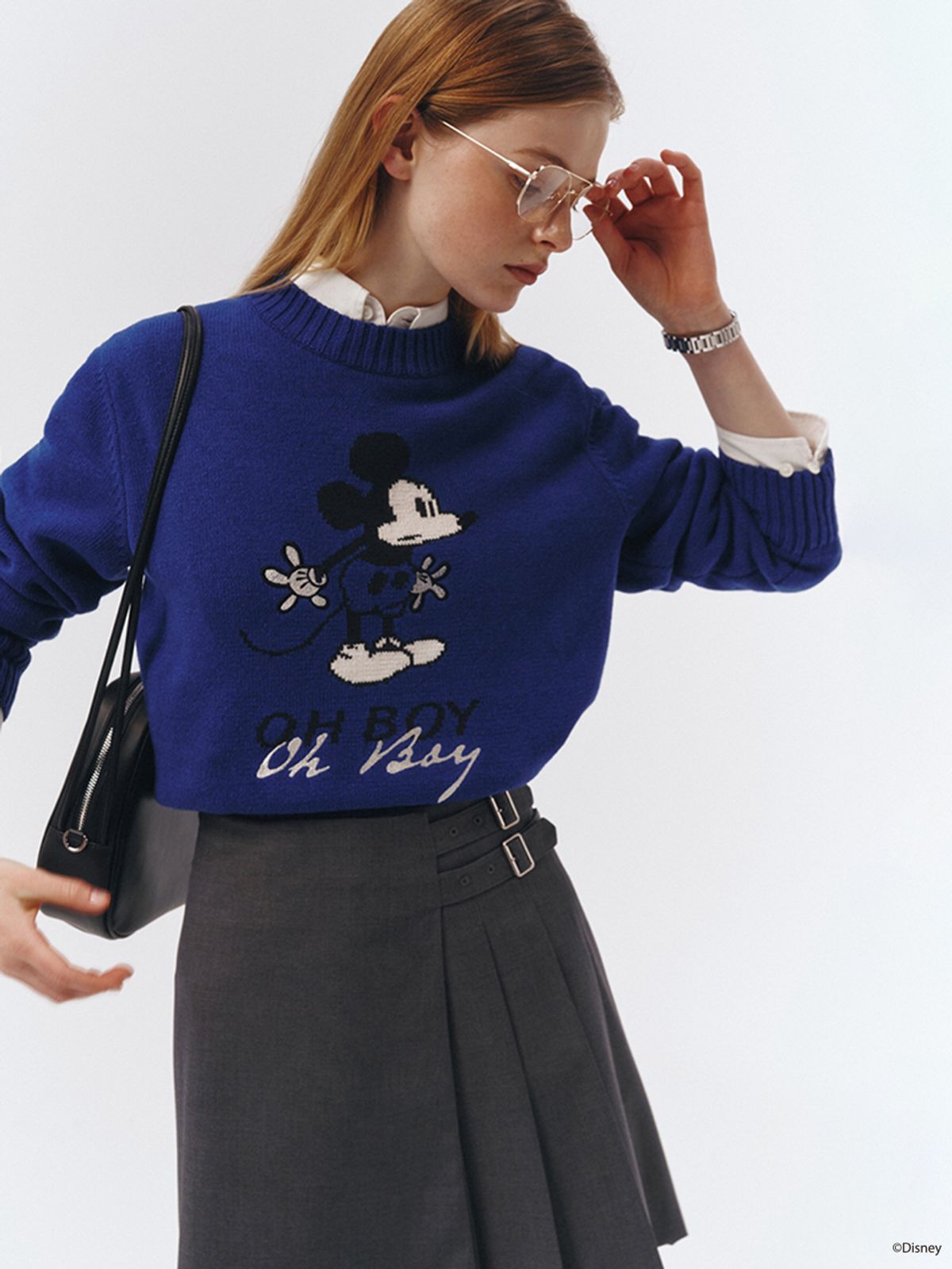 던스트(DUNST) UNISEX_DISNEY MICKEY MOUSE_INTARSIA SWEATER_BLUE_UDSW3A151B2