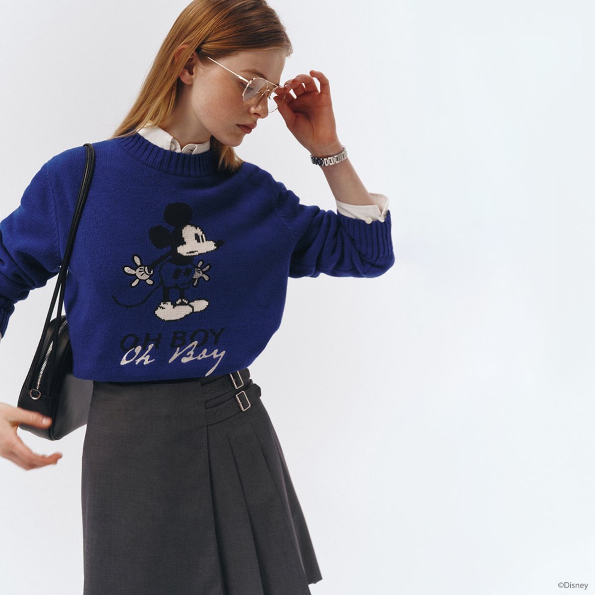 던스트(DUNST) UNISEX_DISNEY MICKEY MOUSE_INTARSIA SWEATER_BLUE_UDSW3A151B2