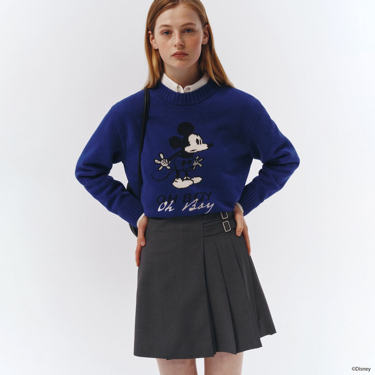 던스트(DUNST) UNISEX_DISNEY MICKEY MOUSE_INTARSIA SWEATER_BLUE_UDSW3A151B2