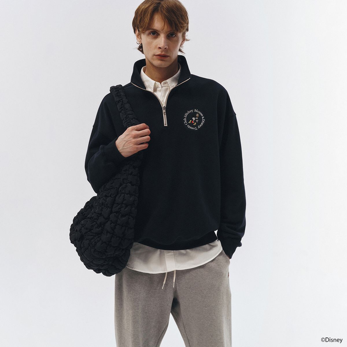 던스트 포 맨(DUNST FOR MEN) UNISEX_DISNEY MICKEY MOUSE_SPORTS HALF ZIP-UP SWEATSHIRT_FRENCH NAVY_M_UDTS3A159N1