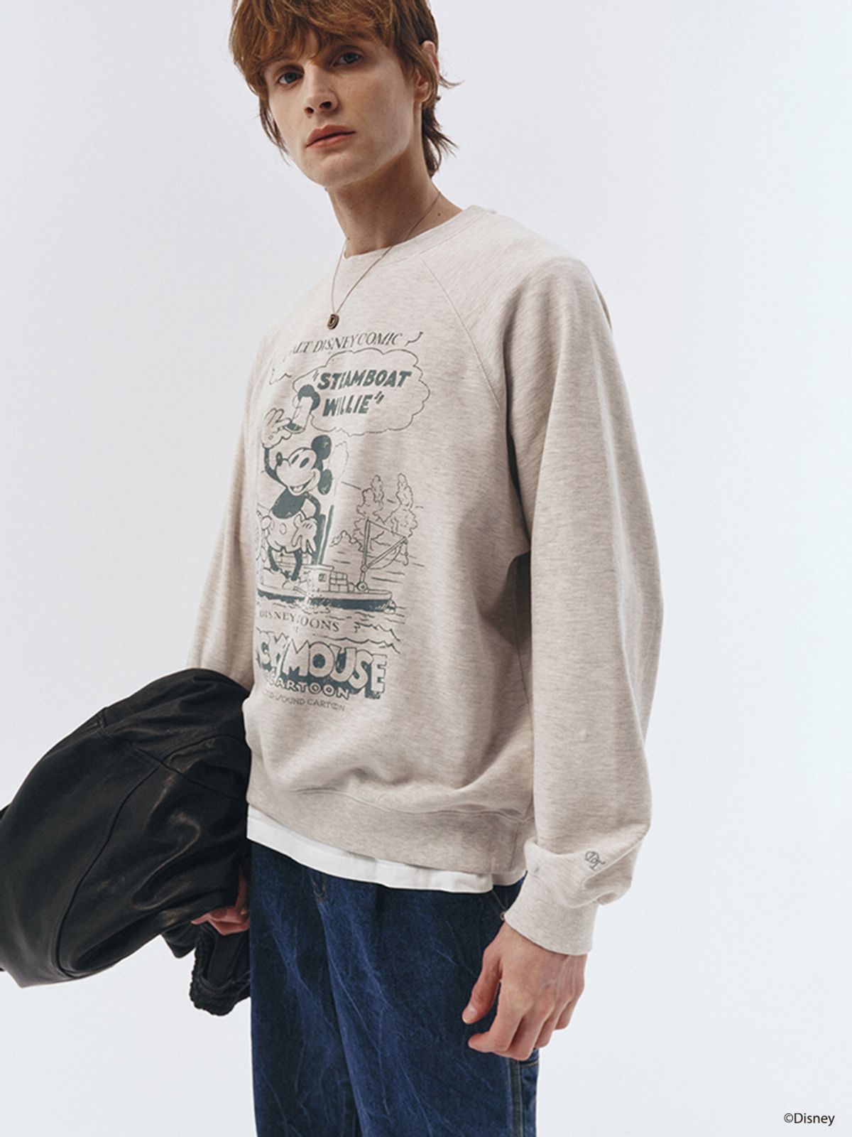 던스트 포 맨(DUNST FOR MEN) UNISEX_DISNEY MICKEY MOUSE_SWEATSHIRT_OATMEAL MELANGE_M_UDTS3A157I1