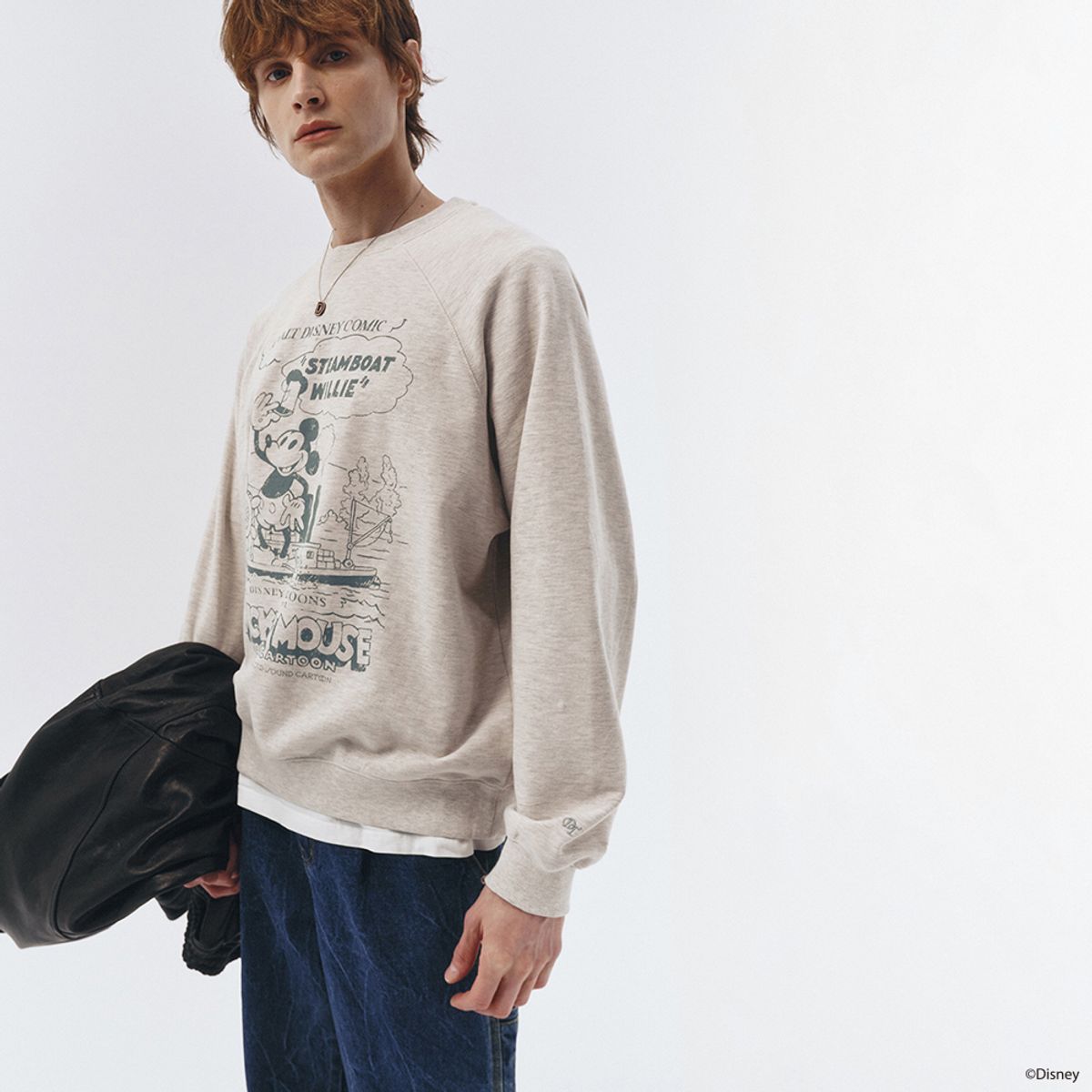 던스트 포 맨(DUNST FOR MEN) UNISEX_DISNEY MICKEY MOUSE_SWEATSHIRT_OATMEAL MELANGE_M_UDTS3A157I1