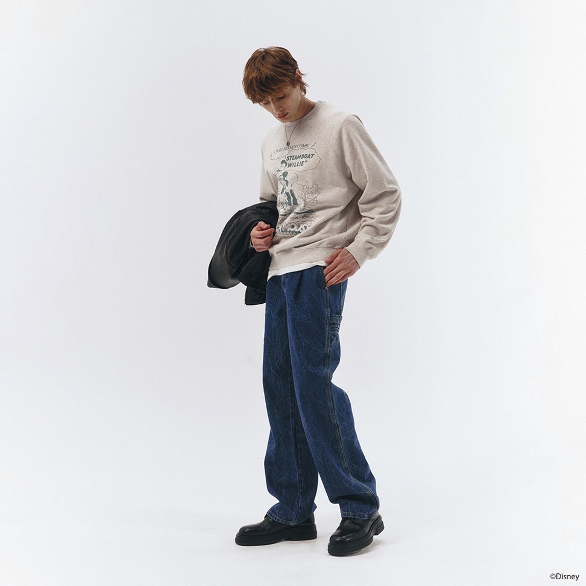 던스트 포 맨(DUNST FOR MEN) UNISEX_DISNEY MICKEY MOUSE_SWEATSHIRT_OATMEAL MELANGE_M_UDTS3A157I1