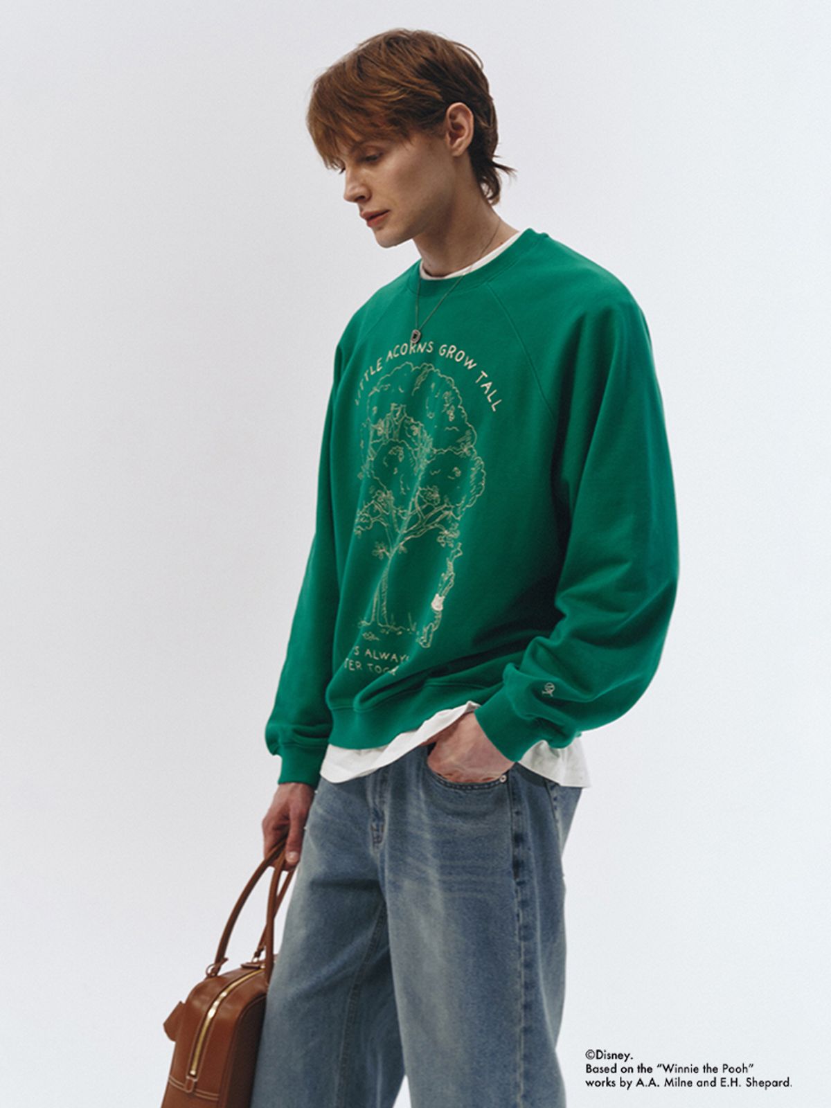 던스트 포 맨(DUNST FOR MEN) UNISEX_DISNEY POOH_SWEATSHIRT_LEAF GREEN_M_UDTS3A155E2