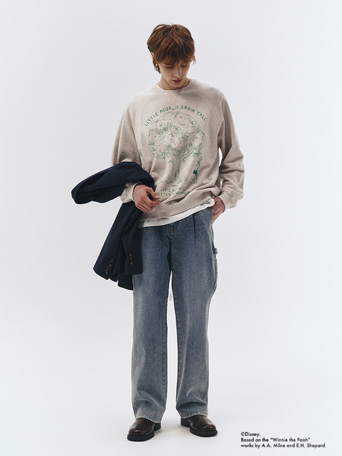 던스트 포 맨(DUNST FOR MEN) UNISEX_DISNEY POOH_SWEATSHIRT_OATMEAL MELANGE_M_UDTS3A155I1