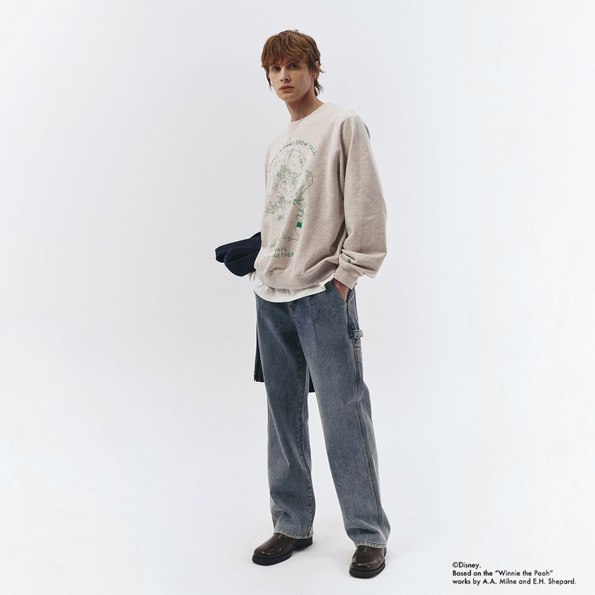 던스트 포 맨(DUNST FOR MEN) UNISEX_DISNEY POOH_SWEATSHIRT_OATMEAL MELANGE_M_UDTS3A155I1