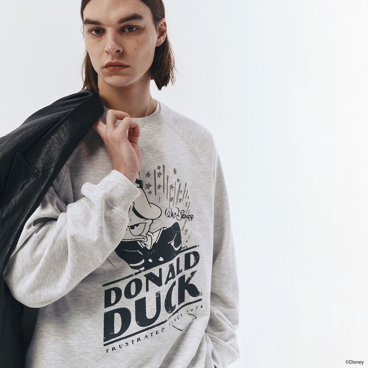 던스트 포 맨(DUNST FOR MEN) UNISEX_DISNEY DONALD DUCK_SWEATSHIRT_LIGHT MELANGE GREY_M_UDTS3A154G1
