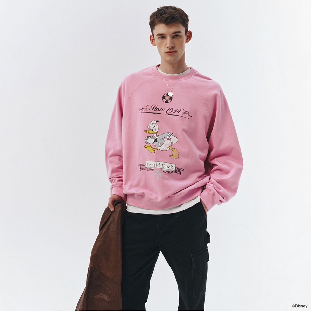 던스트 포 맨(DUNST FOR MEN) UNISEX_DISNEY DONALD DUCK_VINTAGE SWEATSHIRT_VINTAGE PINK_M_UDTS3A151P1