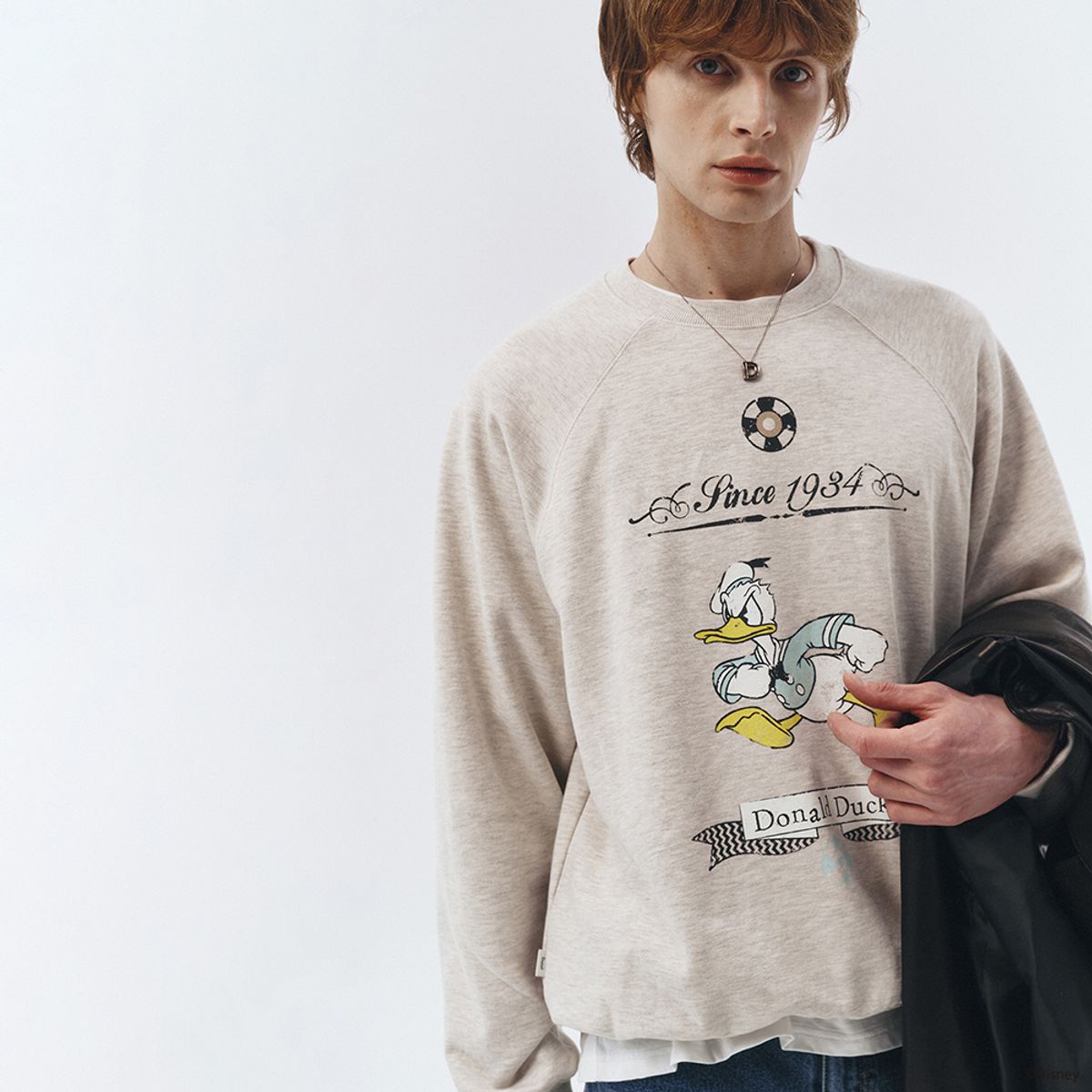 던스트 포 맨(DUNST FOR MEN) UNISEX_DISNEY DONALD DUCK_VINTAGE SWEATSHIRT_OATMEAL MELANGE_M_UDTS3A151I1
