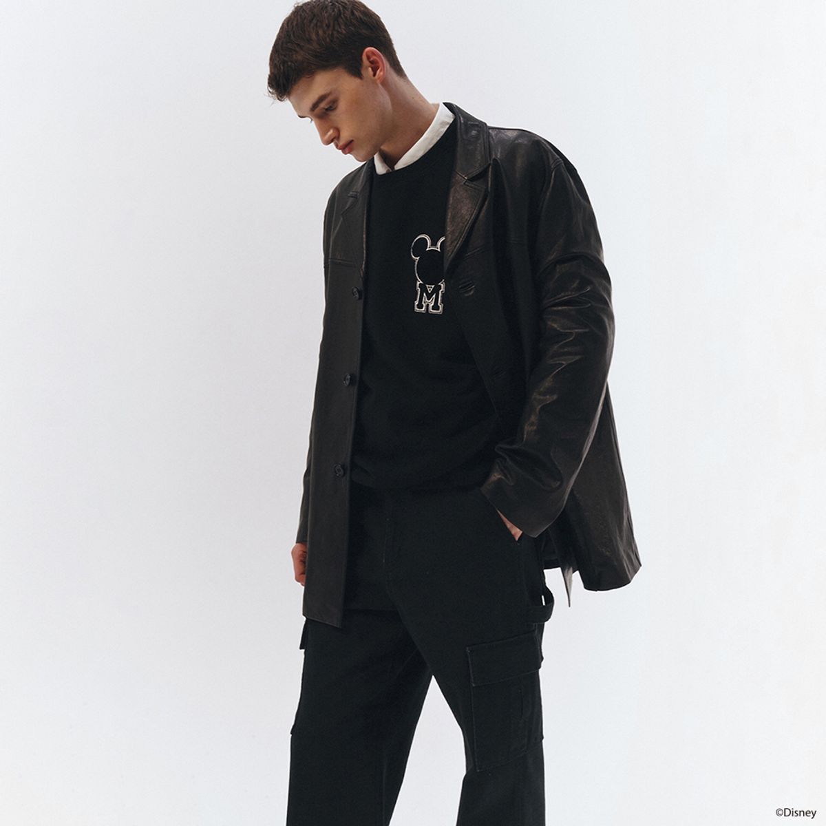 던스트 포 맨(DUNST FOR MEN) UNISEX_DISNEY MICKEY MOUSE_BOUCLE SWEATSHIRT_BLACK_M_UDTS3A150BK