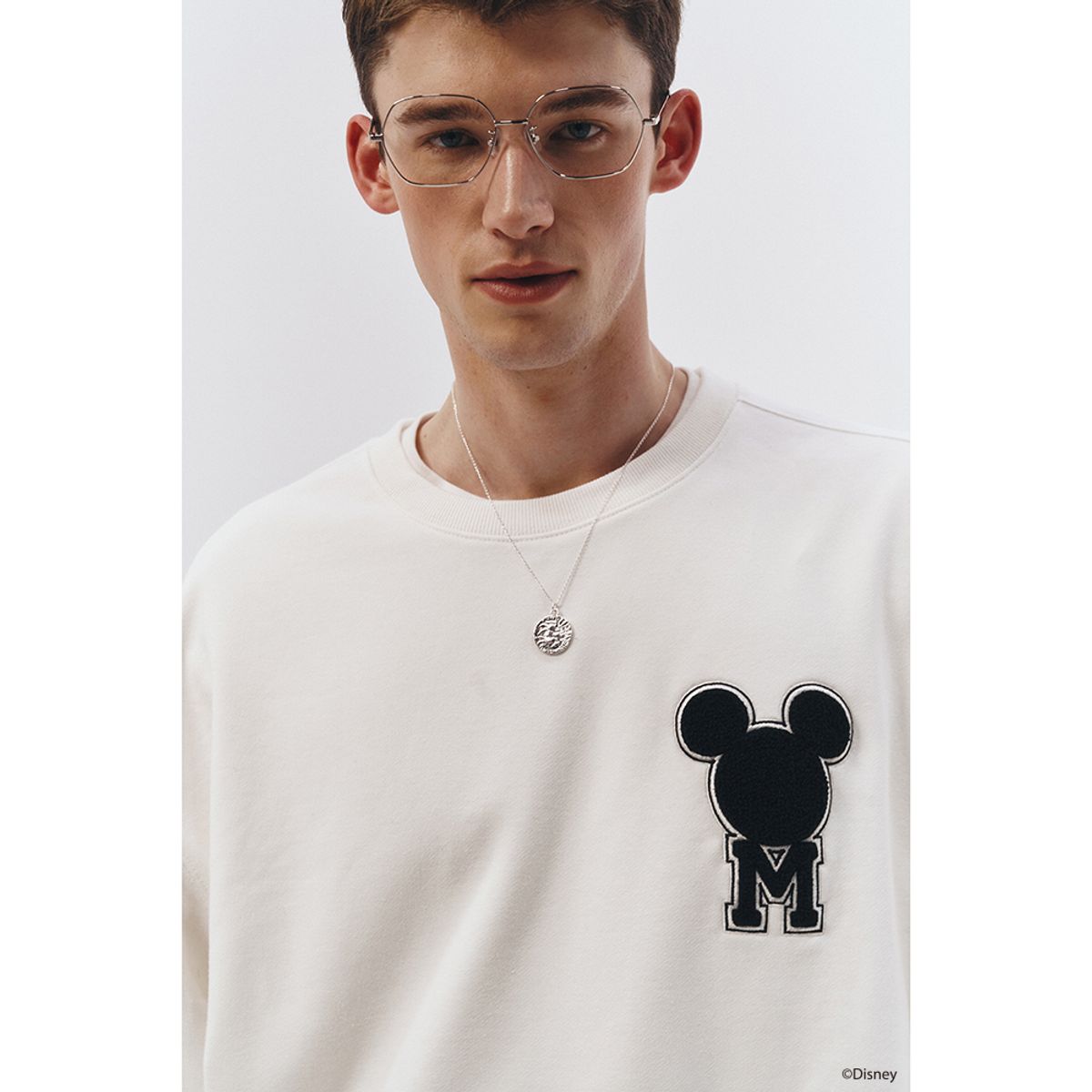 던스트 포 맨(DUNST FOR MEN) UNISEX_DISNEY MICKEY MOUSE_BOUCLE SWEATSHIRT_ECRU_M_UDTS3A150G2