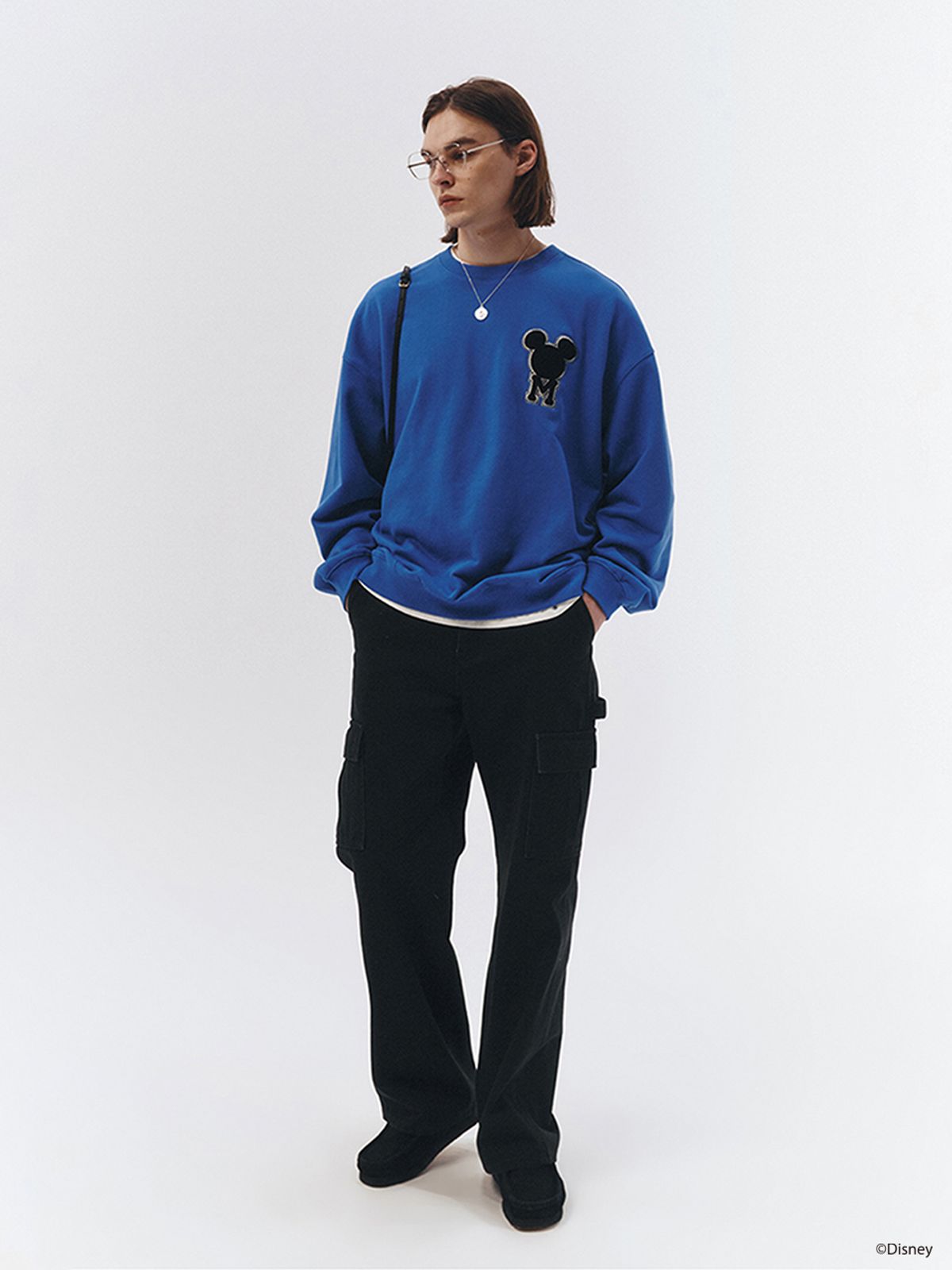 던스트 포 맨(DUNST FOR MEN) UNISEX_DISNEY MICKEY MOUSE_BOUCLE SWEATSHIRT_DEEP SEA BLUE_M_UDTS3A150B2