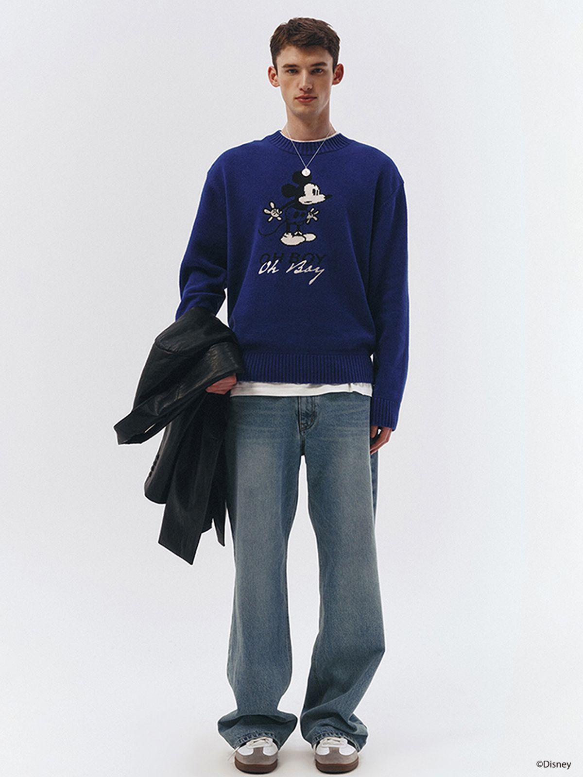 던스트 포 맨(DUNST FOR MEN) UNISEX_DISNEY MICKEY MOUSE_INTARSIA SWEATER_BLUE_M_UDSW3A151B2