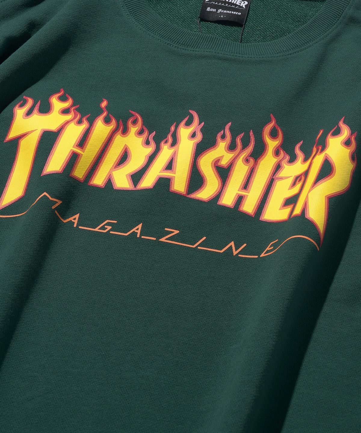 트레셔(THRASHER) 플레임 로고 맨투맨 다크 파인