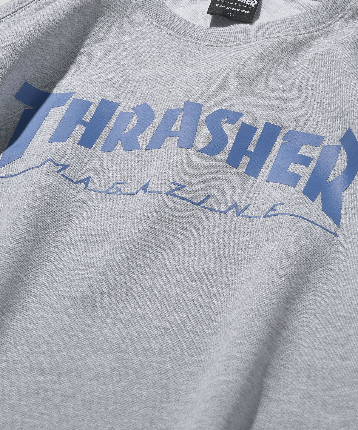 트레셔(THRASHER) 매거진 로고 맨투맨 그레이/블루