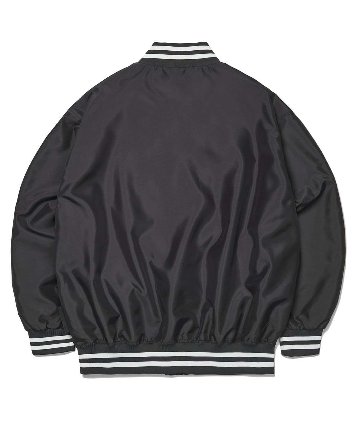 사운즈라이프(SOUNDSLIFE) SL Logo Satin Baseball Jacket Charcoal