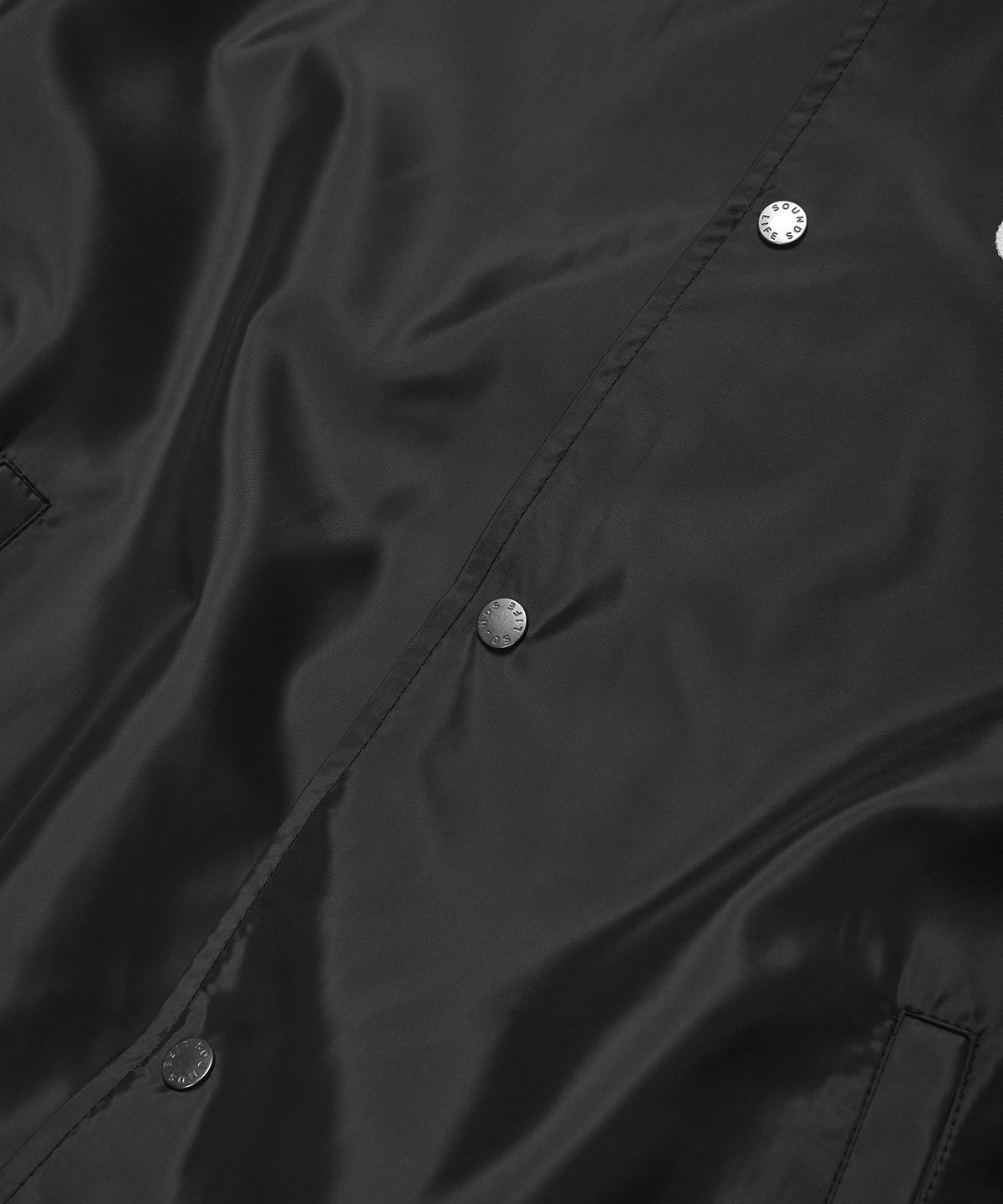 사운즈라이프(SOUNDSLIFE) SL Logo Satin Baseball Jacket Charcoal