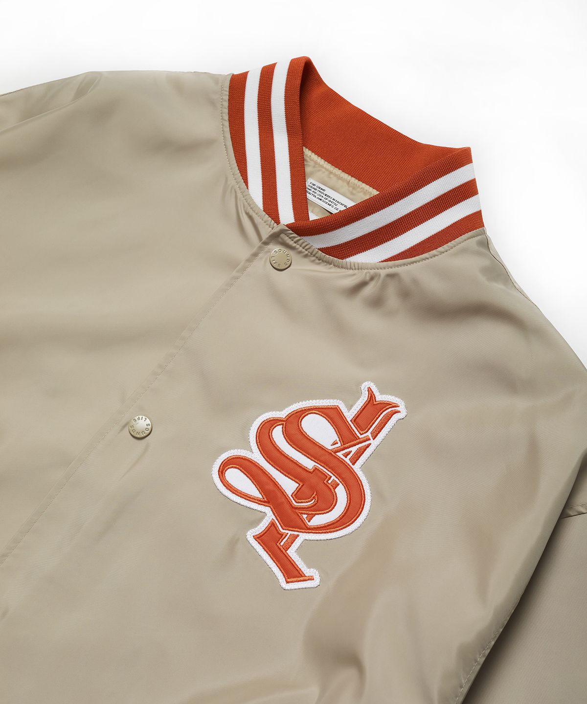 사운즈라이프(SOUNDSLIFE) SL Logo Satin Baseball Jacket Beige