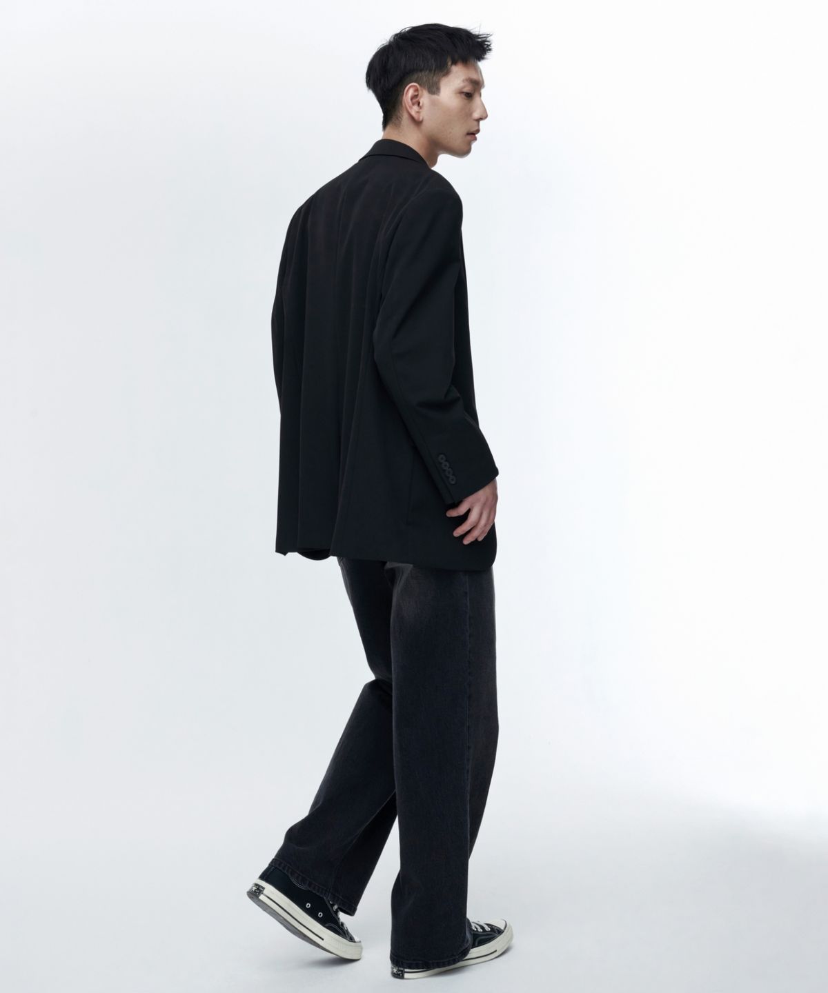 무신사 스탠다드(MUSINSA STANDARD) CALIK 와이드 데님 팬츠 [워시드 블랙]
