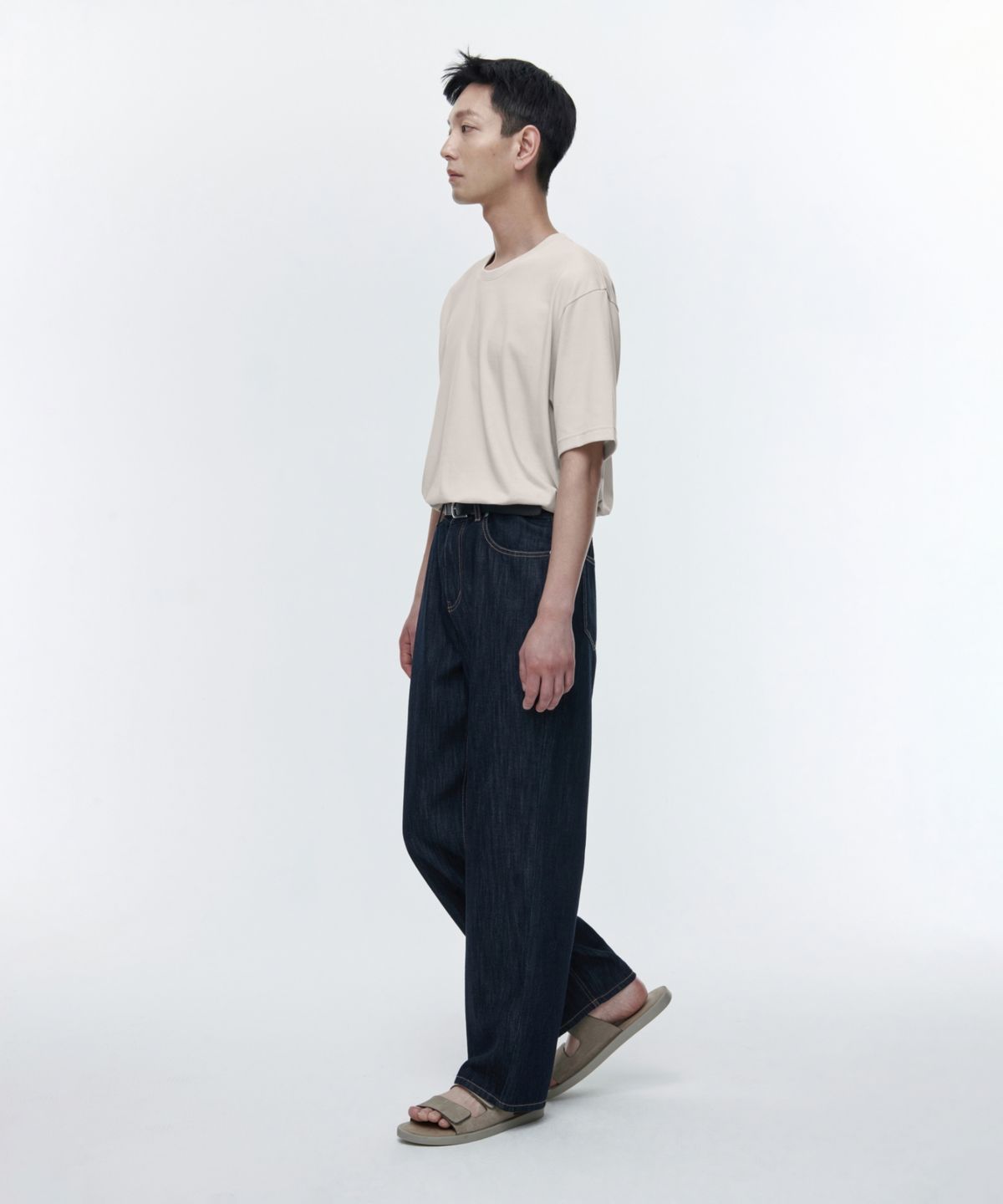 무신사 스탠다드(MUSINSA STANDARD) 린넨 라이크 와이드 데님 팬츠 [딥 인디고]