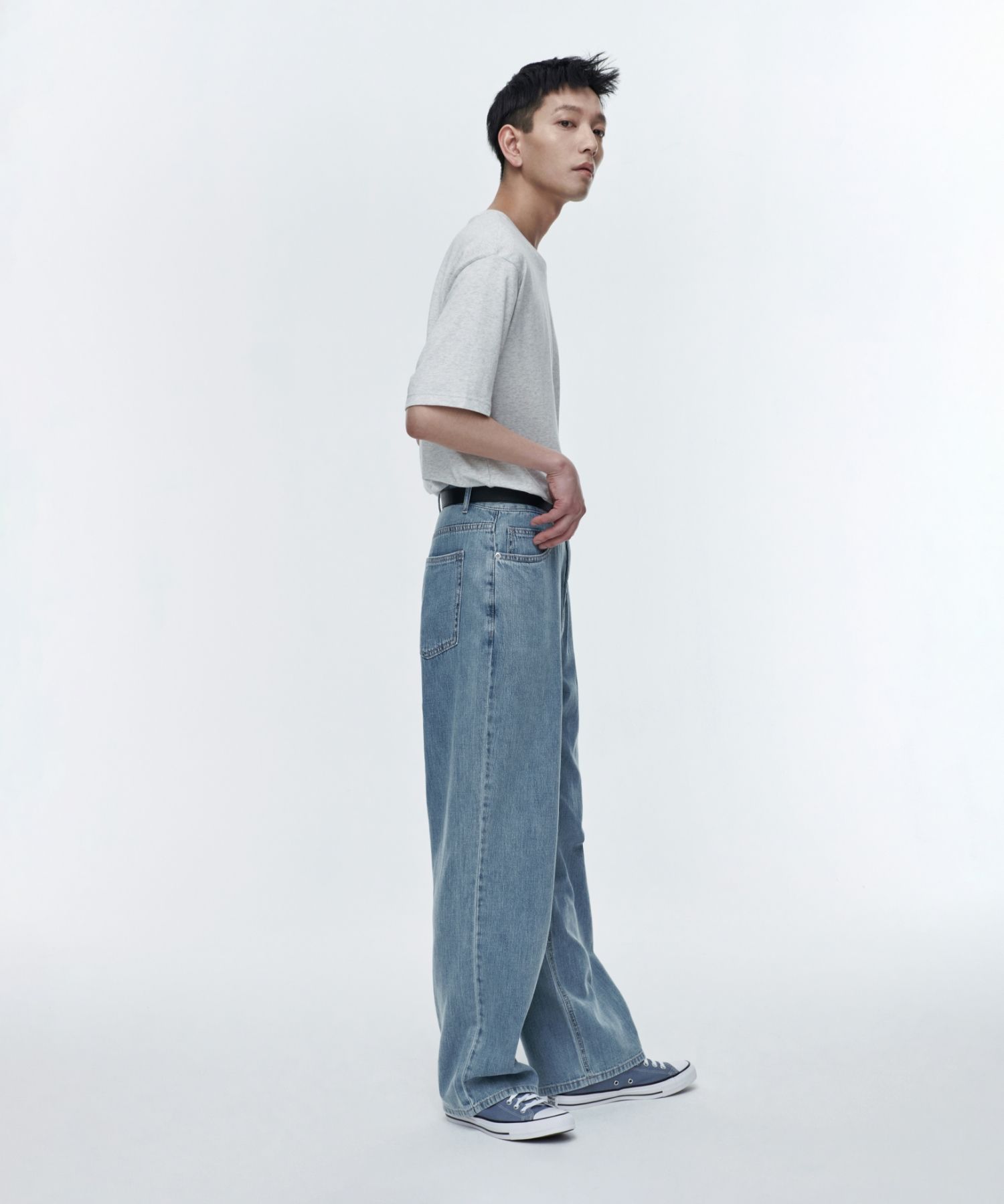 ★MUSINSA STANDARD★ Linen-like extra wide denim pants sky b ☆MUSINSA STANDARD☆ Linen-like extra wide denim pants sky b