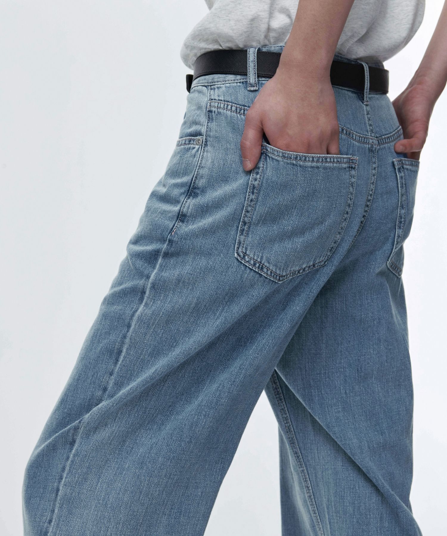 ★MUSINSA STANDARD★ Linen-like extra wide denim pants sky b MUSINSA | MUSINSA STANDARD Linen Like Wide Denim Pants