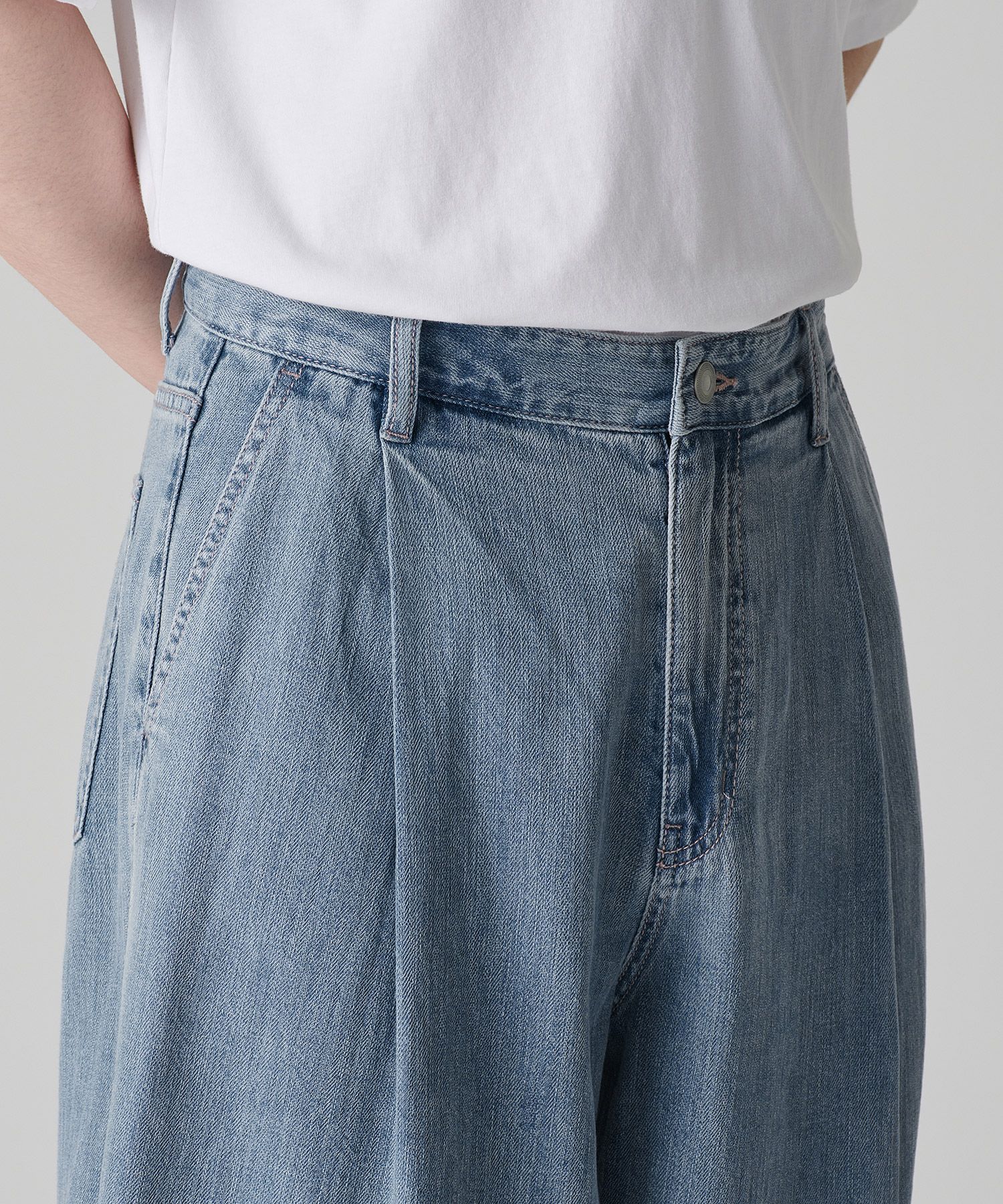 MUSINSA | MUSINSA STANDARD Linen Like Semi-Balloon Denim