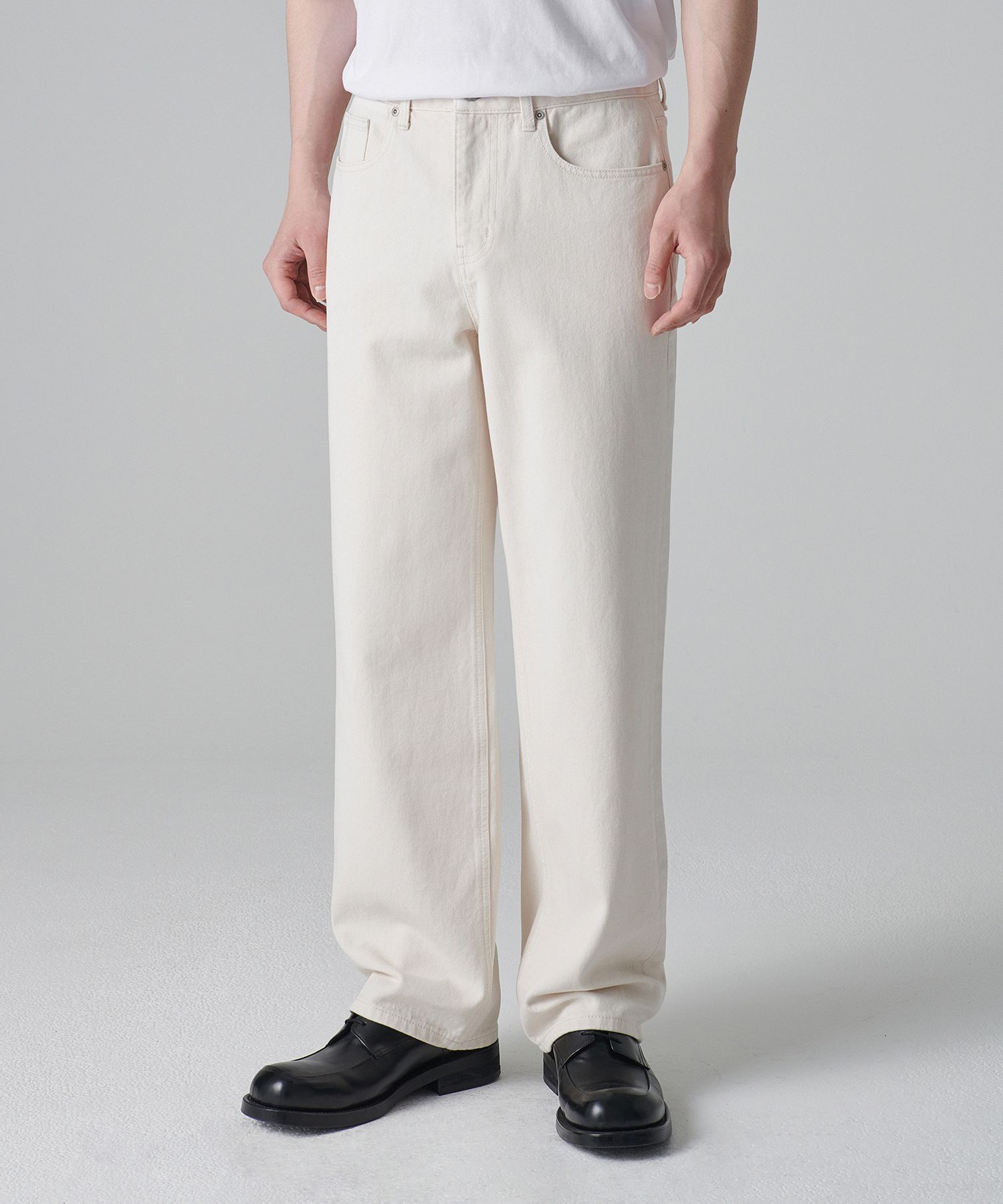★MUSINSA STANDARD★ Straight denim slacks cream MMDNP104-CR MUSINSA | MUSINSA STANDARD Loose Straight Denim Pants [Cream]