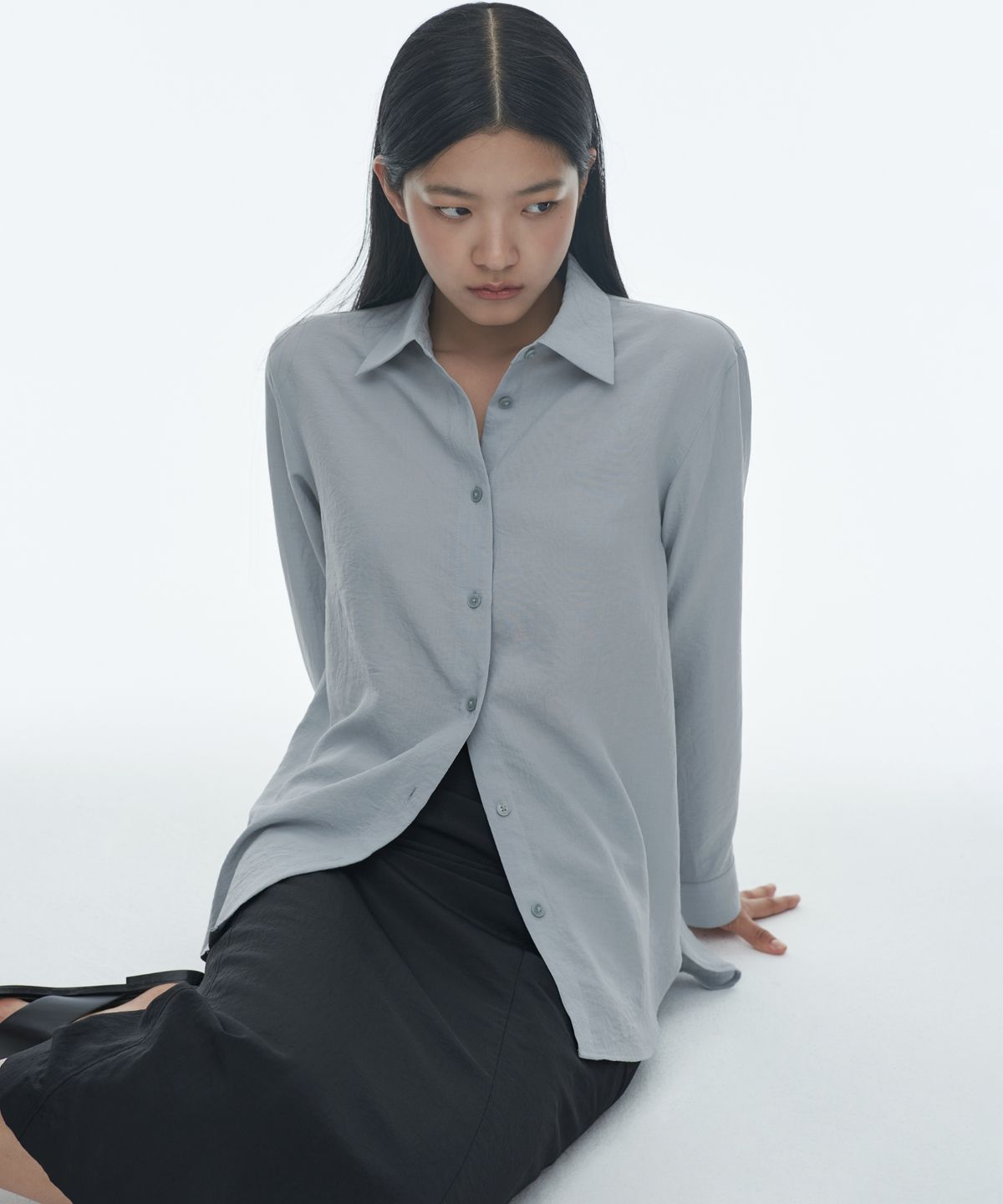 무신사 스탠다드 우먼(MUSINSA STANDARD WOMAN) 우먼즈 크링클 롱 스커트 [블랙]