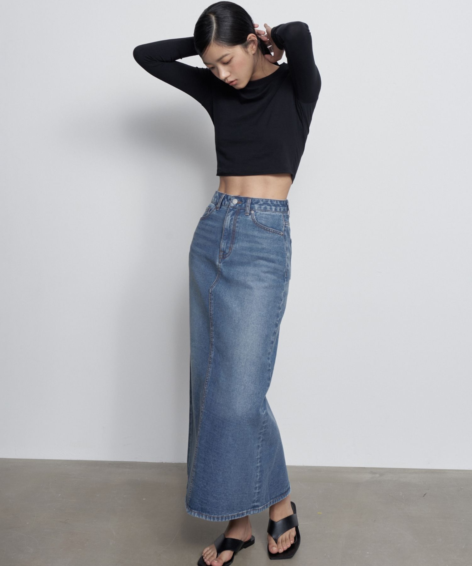 スカート musinsastandardwoman Women's Denim Maxi Skirt Deep Indigo MW MUSINSA | MUSINSA STANDARD WOMAN Women's Denim Maxi Skirt