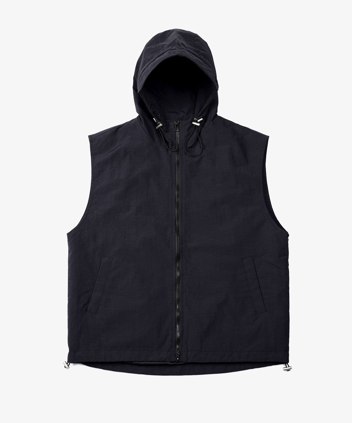 토피(TOFFEE) 하이넥 나일론 후드 집업 베스트 (DARK NAVY)