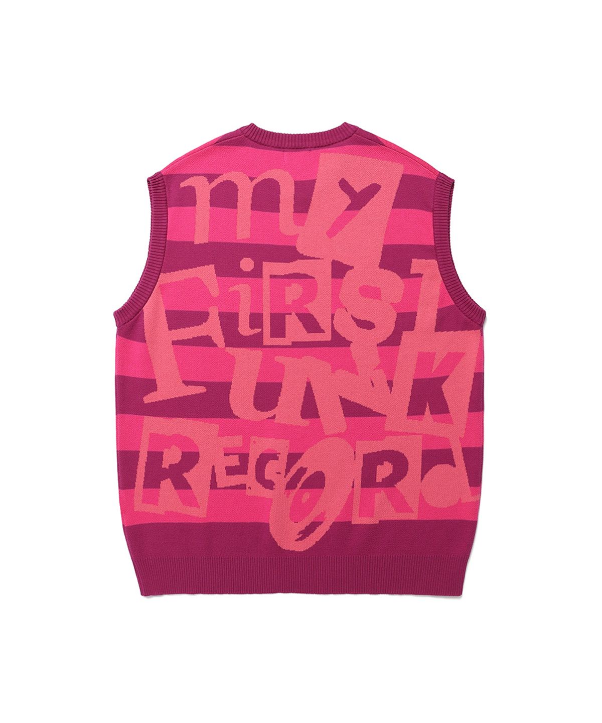 카비시(CAVISH) FUNK RECORD JACQUARD KNIT VEST PINK(CV2DMUK620A)