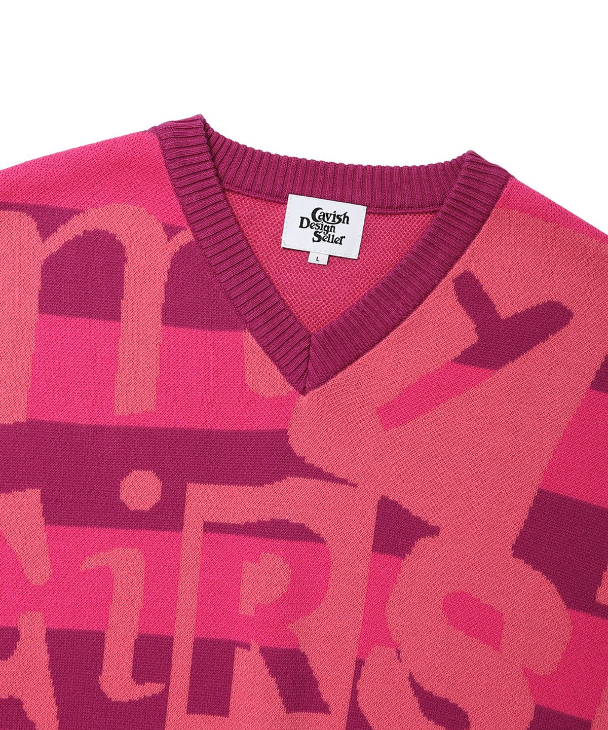 카비시(CAVISH) FUNK RECORD JACQUARD KNIT VEST PINK(CV2DMUK620A)