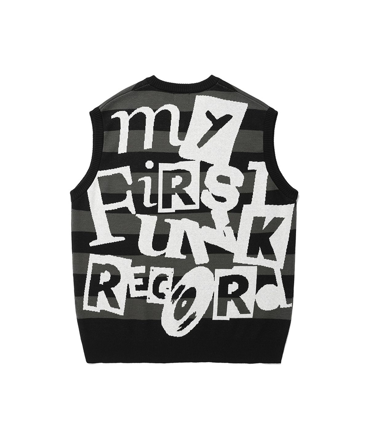 카비시(CAVISH) FUNK RECORD JACQUARD KNIT VEST BLACK(CV2DMUK620A)