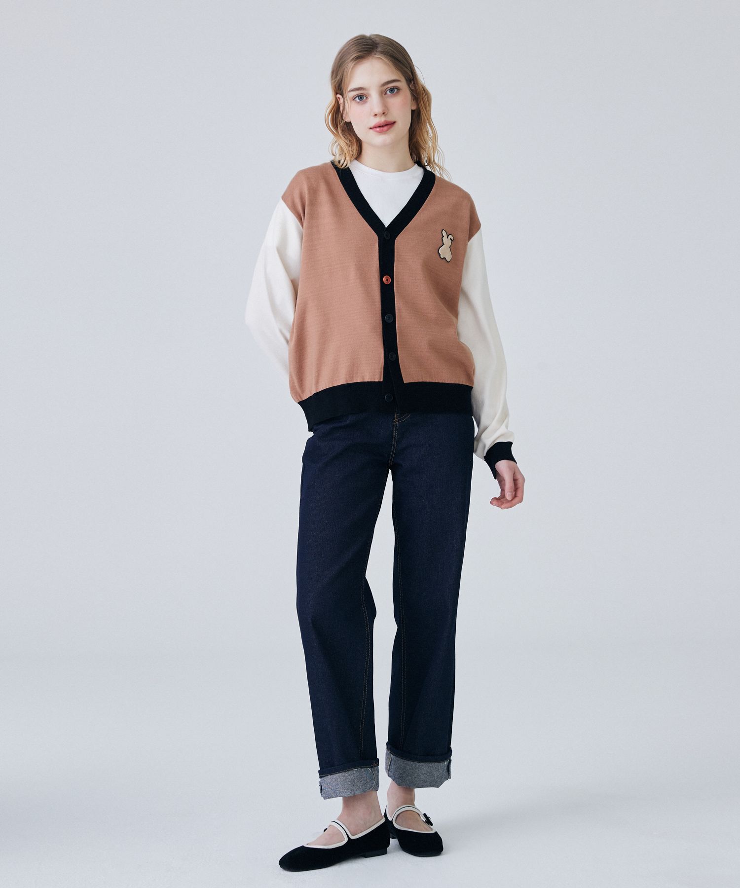 ★関税込★AQOstudiospace★AQO BEAR BI-COLOR SUMMER CARDIGAN AQO BEAR CARDIGAN - aqostudiospace | 60% - Asian Fashion