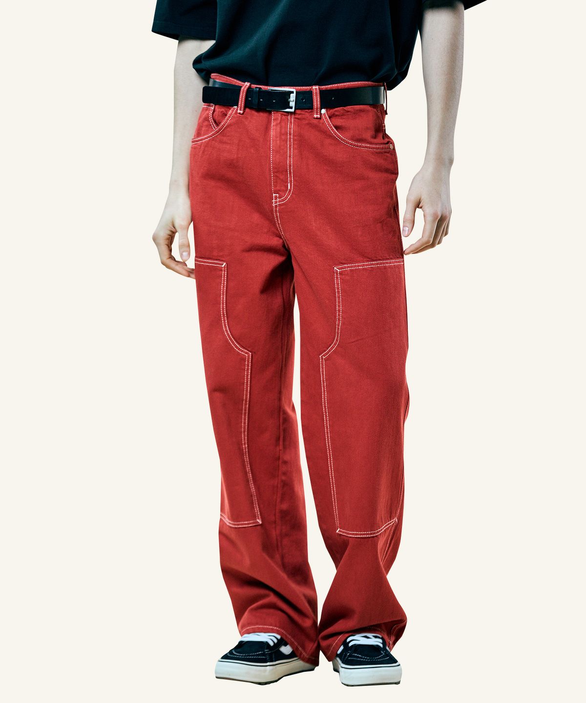 필로그램(PHILOGRAM) 비비드 준 와이드 팬츠_Red