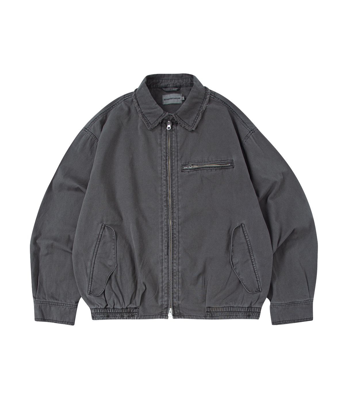 더바이닐하우스(THEVINYLHOUSE) DYED CUT OFF BLOUSON CHARCOAL (VH2DSUB940A)