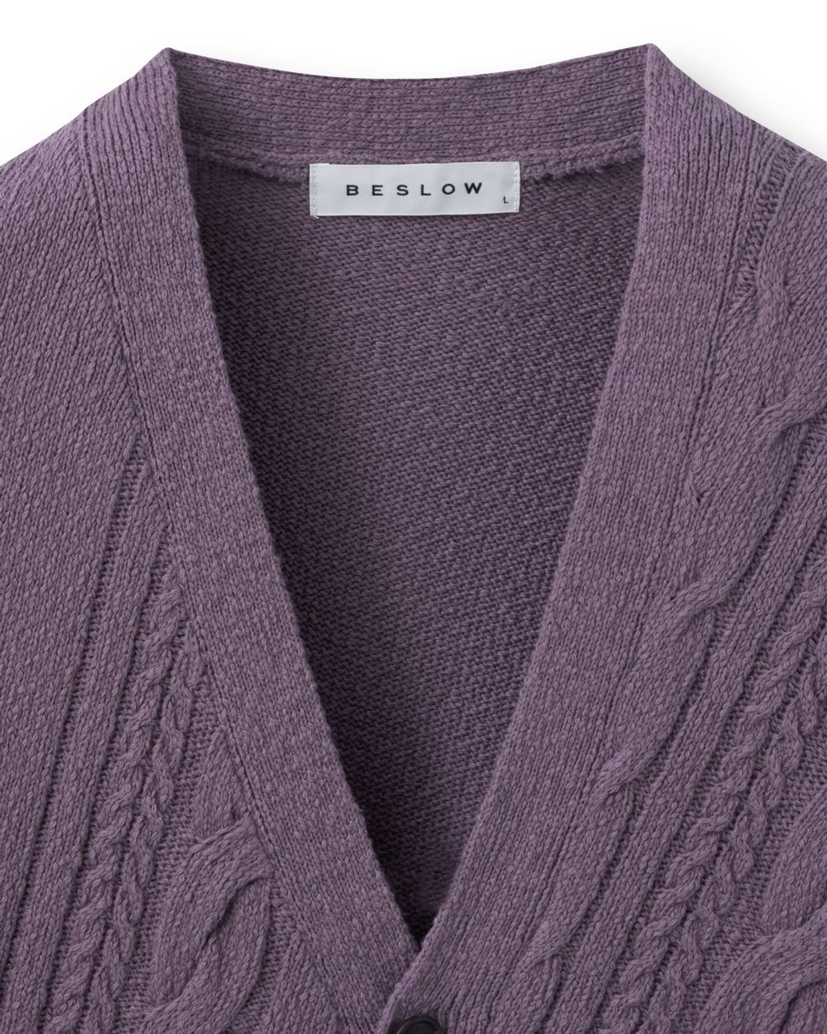 비슬로우(BESLOW) DIAGONAL CABLE CARDIGAN LILAC