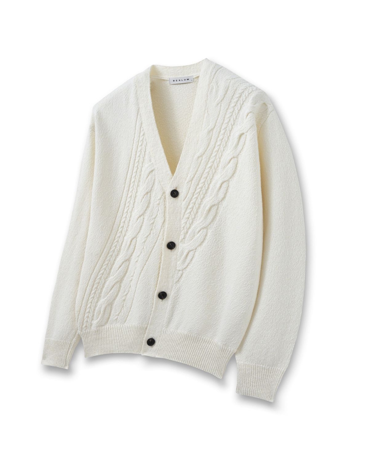 비슬로우(BESLOW) DIAGONAL CABLE CARDIGAN CREAM