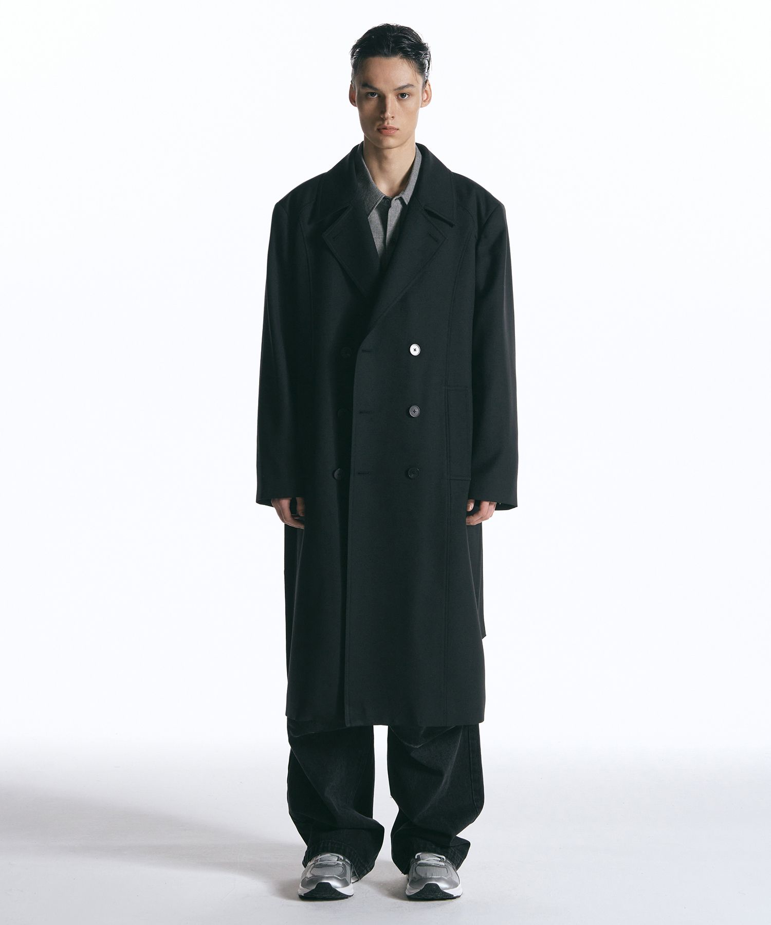 MUSINSA | INSILENCE Back detail wool trench coat BLACK