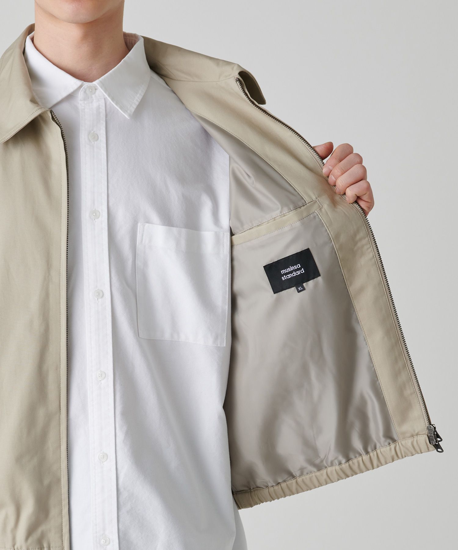 MUSINSA | MUSINSA STANDARD Cotton minimal blouson jacket [beige]