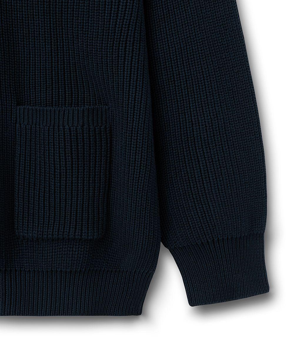 MUSINSA公式 | HOOVES Cotton Two-Way Balloon Knit Zip-Up [Navy]