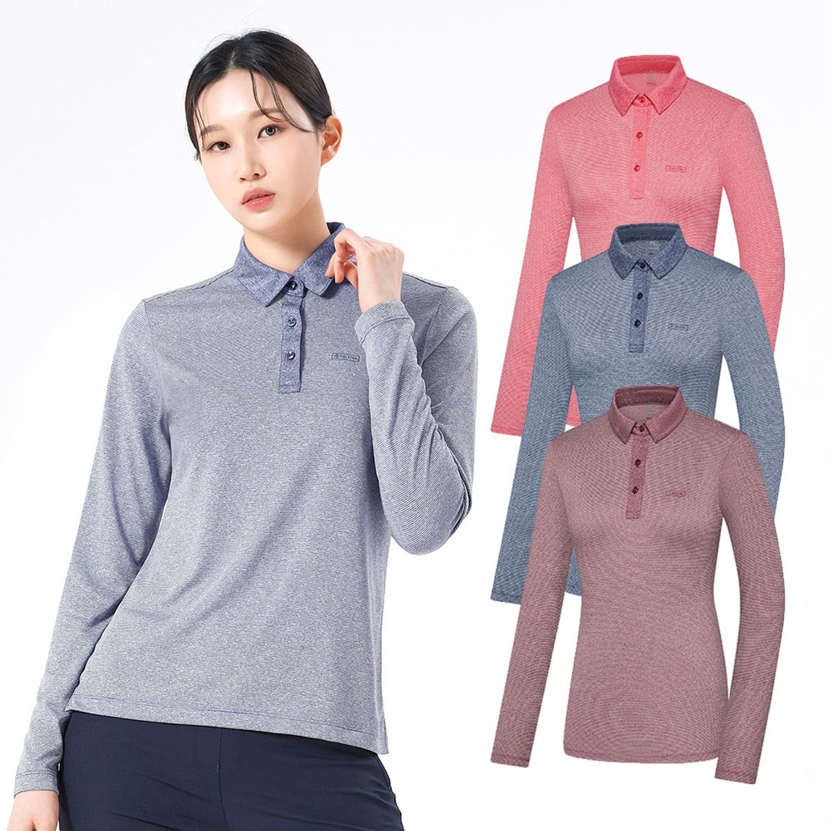 콜핑(KOLPING) 여성 봄 하이쿨 스트라이프 카라 티셔츠 주리엔(여) KTT4333W
