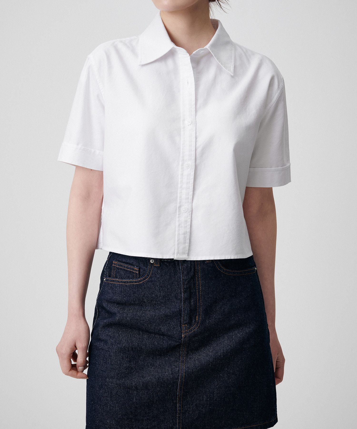 MUSINSA | MUSINSA STANDARD WOMAN Women's Oxford Crop Short