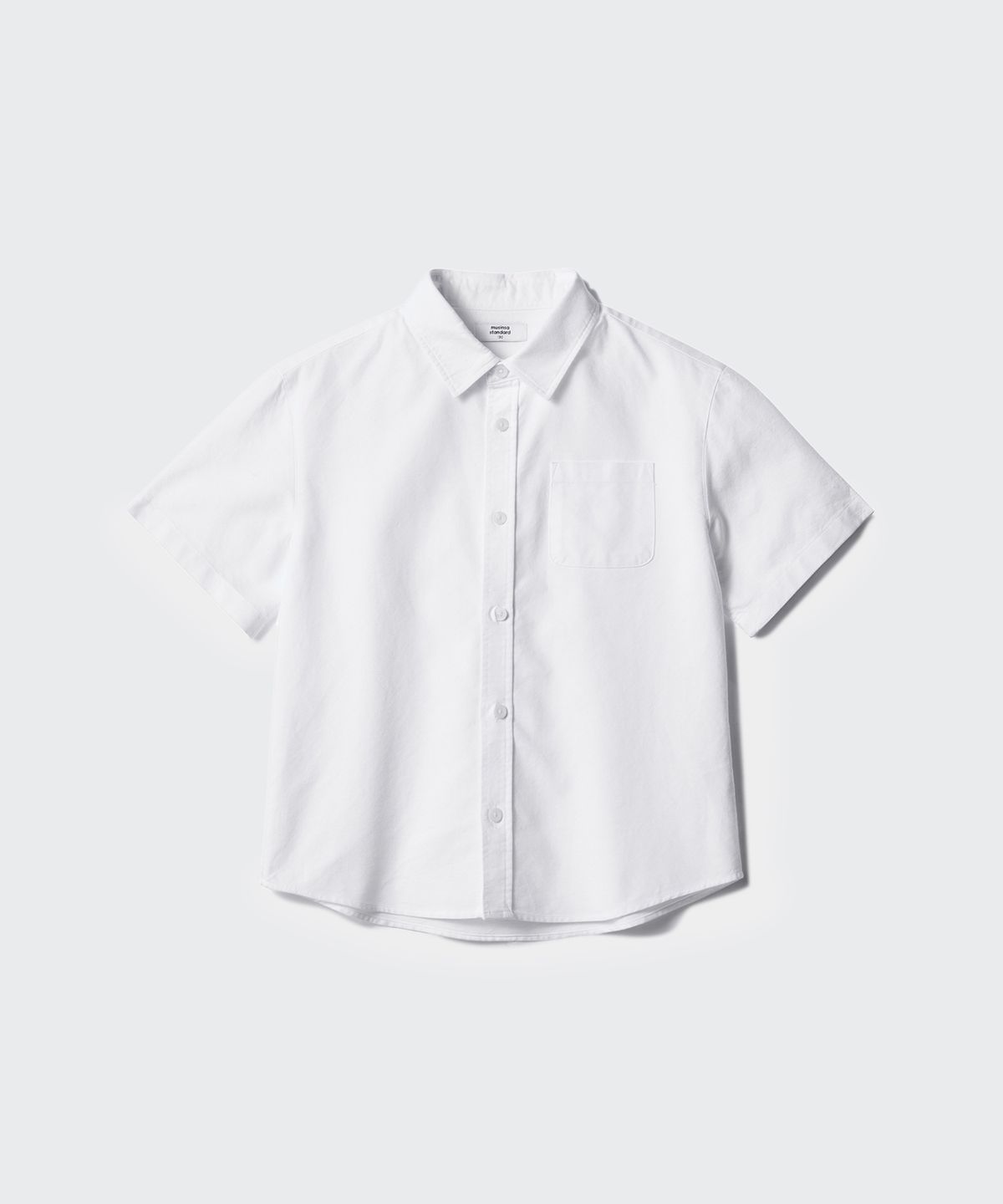 무신사 스탠다드 키즈(MUSINSA STANDARD KIDS) 오버사이즈 옥스포드 반소매 셔츠 [화이트]