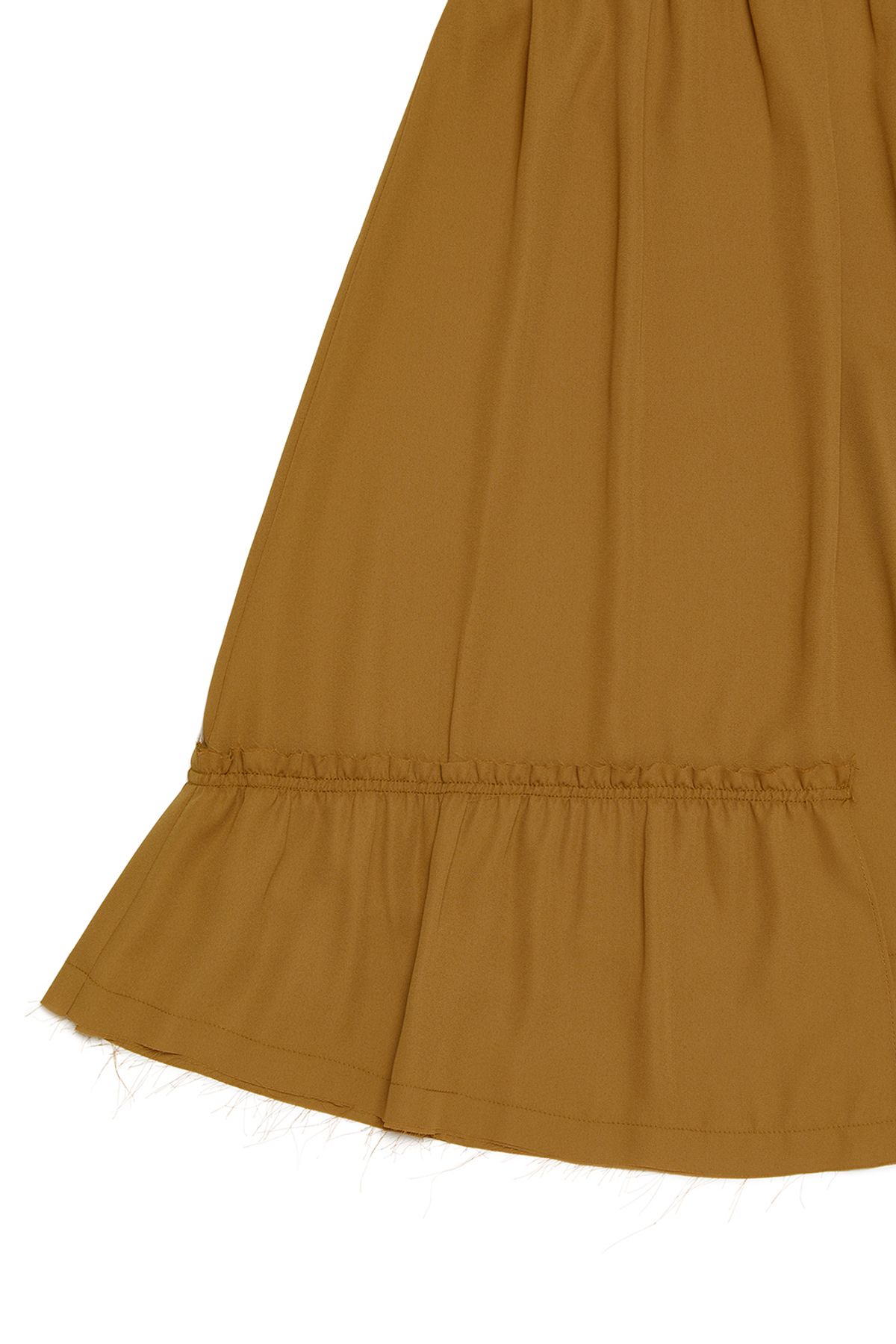 커렌트(CURRENT) SHEER SHIRRING SLIP DRESS [CAMEL]